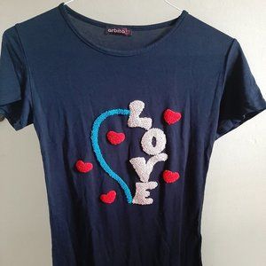 Arbita love cotton shortsleeve tee Navy Blue Small